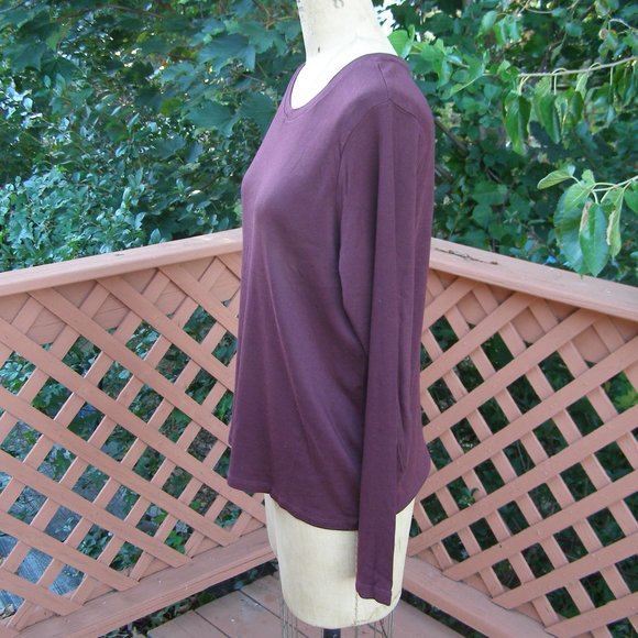 NEW size XL 10-12 Eddie Bauer Wine/Burgundy color Ladies long sleeve tee - Picture 3 of 8